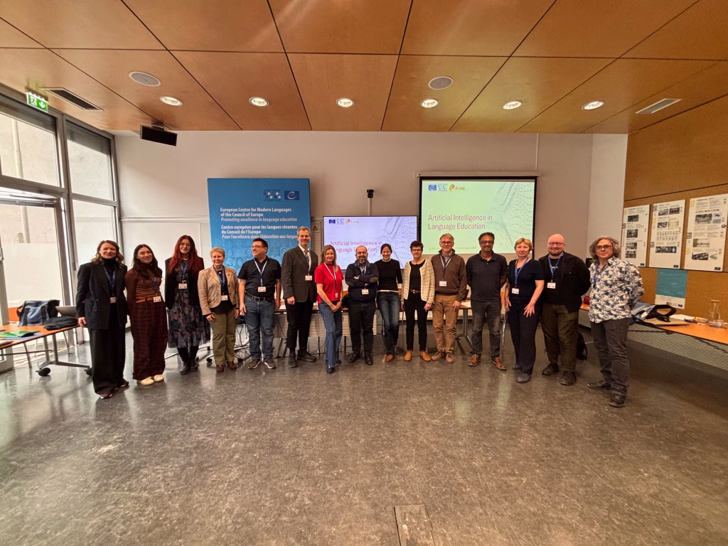 Group photo at the end of the AI Lang network meeting. 
